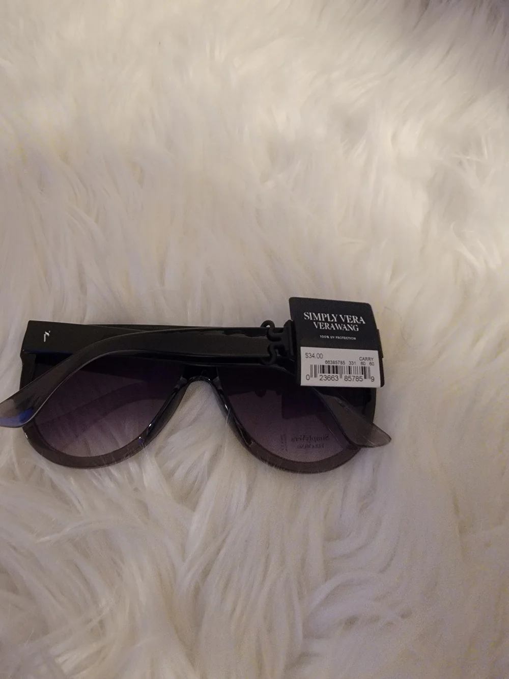 Simply Vera Vera Wang Black Frame Sunglasses with Purple Lenses - Picture 3 of 3